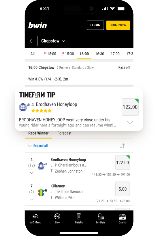 bwin live horse racing betting interface