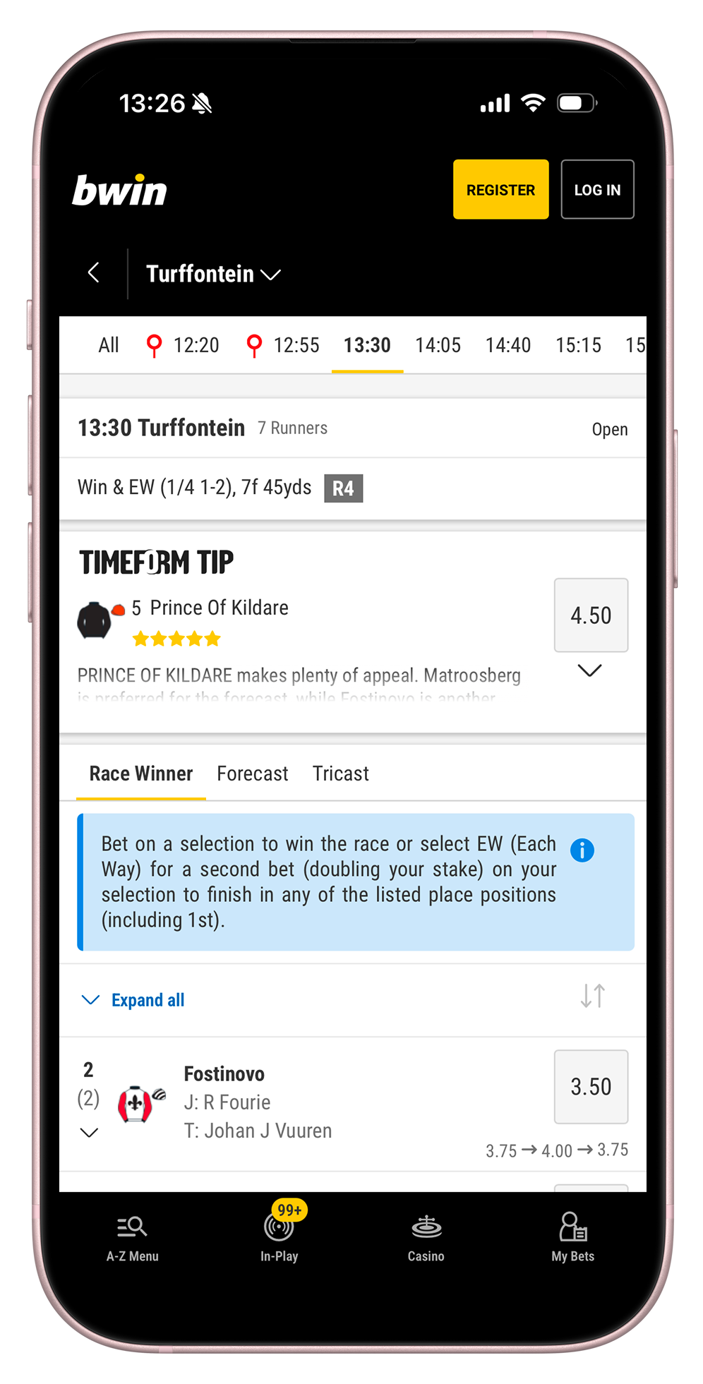 horse racing user testing