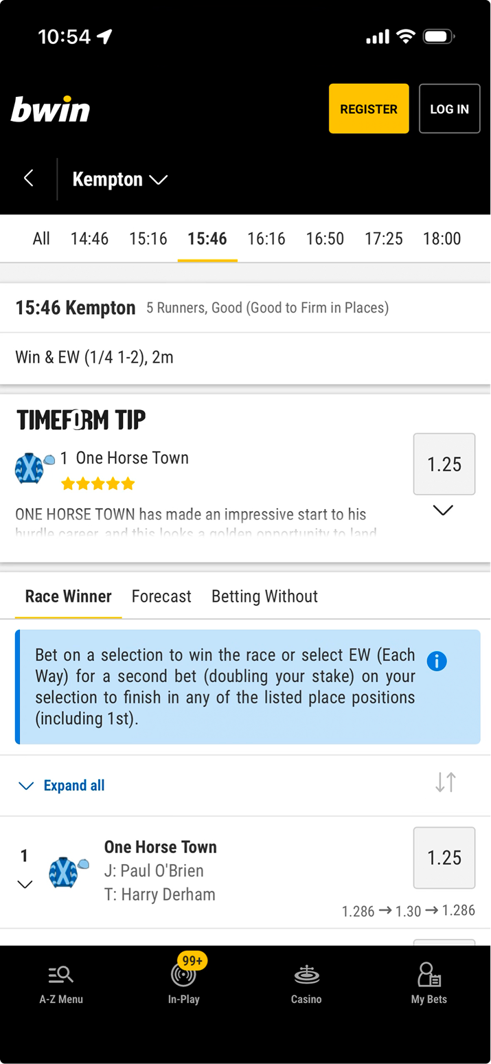 bwin product interface overview